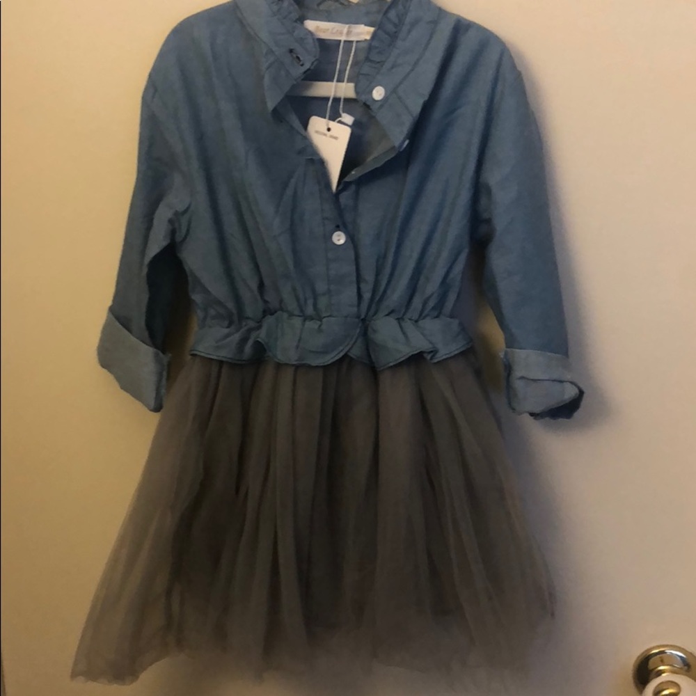 NWT Bear Leader girls denim/tulle dress SZ 3-4yrs